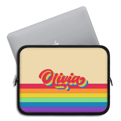 LGBTQ Retro Custom Rainbow Name Laptop Sleeve
